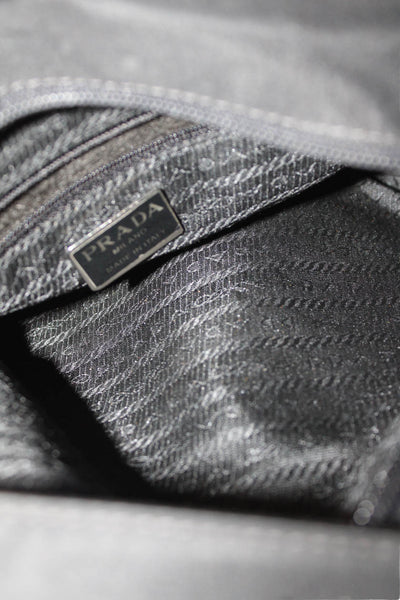 Prada Womens Tessuto Zippered Shoulder Handbag Black