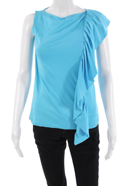 Ralph Lauren Black Label Women Sleeveless Jersey Blouse Blue Cotton Size XS