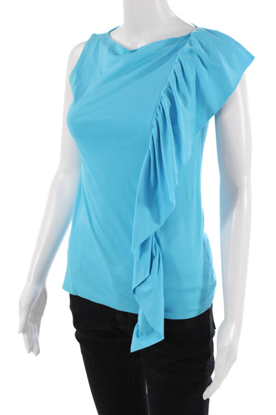 Ralph Lauren Black Label Women Sleeveless Jersey Blouse Blue Cotton Size XS
