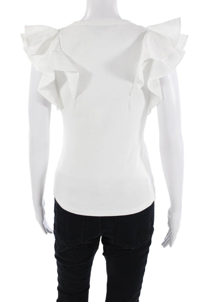 Veronica Beard Womens White V-Neck Tank 97% Pima Cotton Size XS