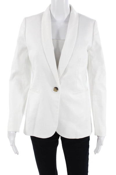 J Crew Womens Linen Collared One-Button Long Sleeve Blazer White Size 2