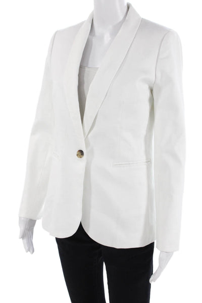 J Crew Womens Linen Collared One-Button Long Sleeve Blazer White Size 2