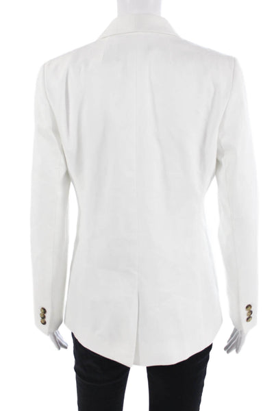 J Crew Womens Linen Collared One-Button Long Sleeve Blazer White Size 2