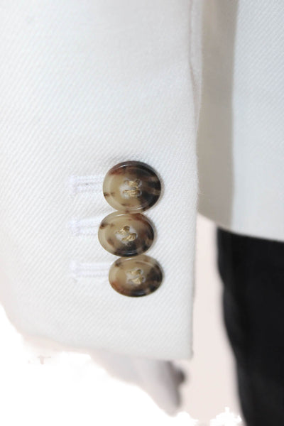 J Crew Womens Linen Collared One-Button Long Sleeve Blazer White Size 2