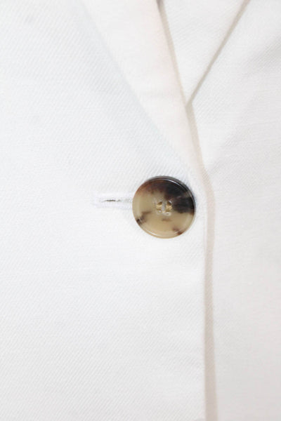 J Crew Womens Linen Collared One-Button Long Sleeve Blazer White Size 2