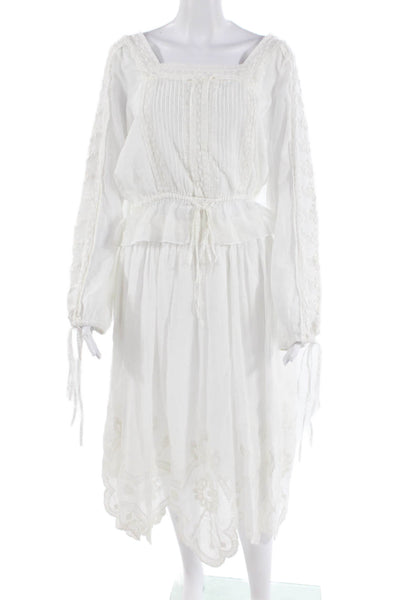 Love Shack Fancy Womens Drawstring Waist Top Maxi Skirt Set White Size Small/2