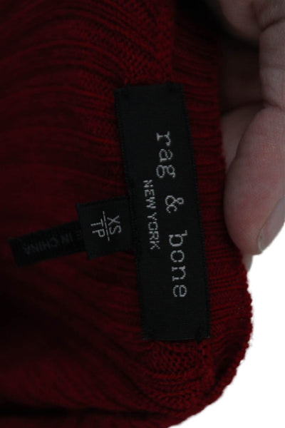 Rag & Bone, Women Pullover Sweater Red Crew Neck Long Sleeve Size XS