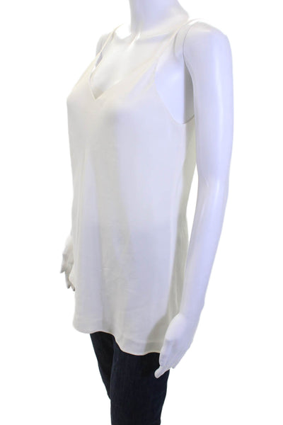 Lafayette 148 New York Women White V-Neck Sleeveless Camisole Size S