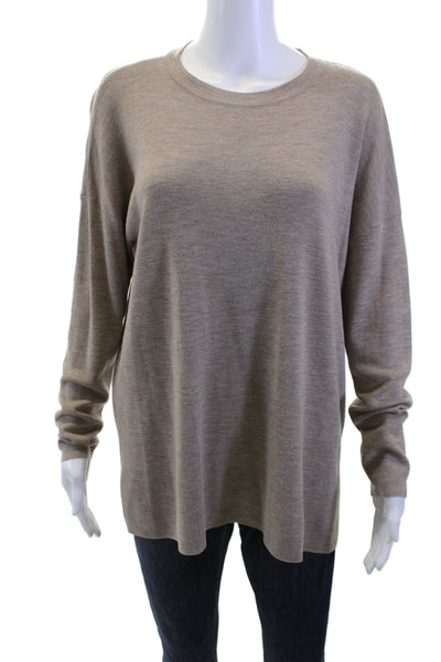 Eileen Fisher Unisex Italian Yarn Beige Crew Neck Pullover Sweater Size XS