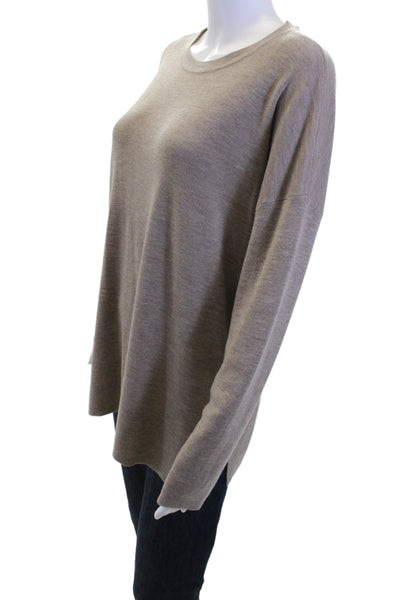 Eileen Fisher Unisex Italian Yarn Beige Crew Neck Pullover Sweater Size XS