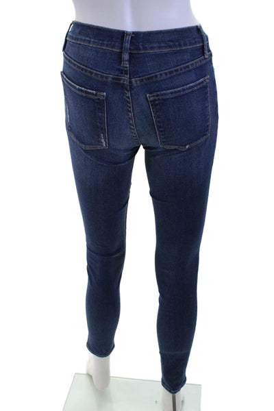 Frame Denim Women Ankle Skinny Jeans Dark Blue Low Rise Button Size 24