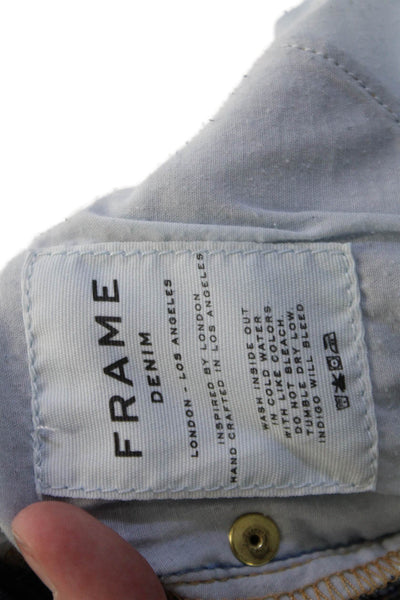 Frame Denim Women Ankle Skinny Jeans Dark Blue Low Rise Button Size 24