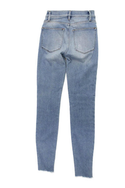 Frame Denim Women Ankle Skinny Jeans Light Blue Button Rise Mid Size 23