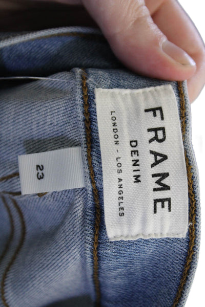 Frame Denim Women Ankle Skinny Jeans Light Blue Button Rise Mid Size 23