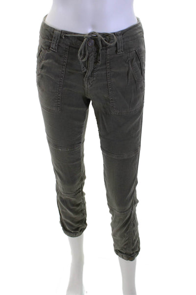 Joie Women Cropped Cargo Pants Green Button Size 23