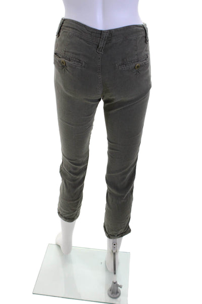 Joie Women Cropped Cargo Pants Green Button Size 23