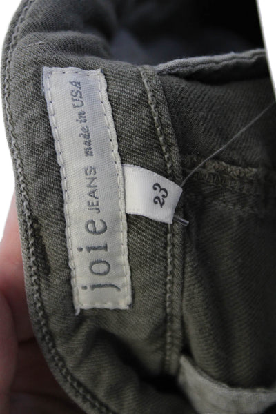 Joie Women Cropped Cargo Pants Green Button Size 23