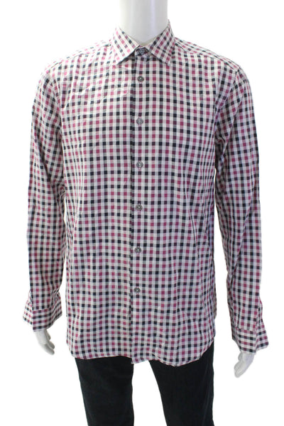 Paul Smith Mens Cotton Long Sleeve Button Plaid Shirt White Size EUR 34