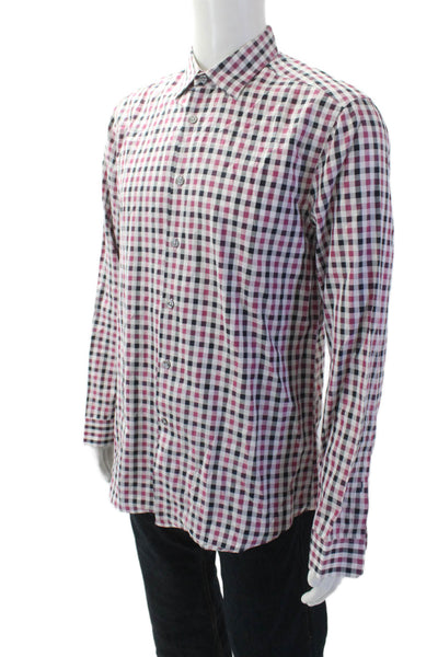 Paul Smith Mens Cotton Long Sleeve Button Plaid Shirt White Size EUR 34