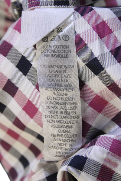 Paul Smith Mens Cotton Long Sleeve Button Plaid Shirt White Size EUR 34