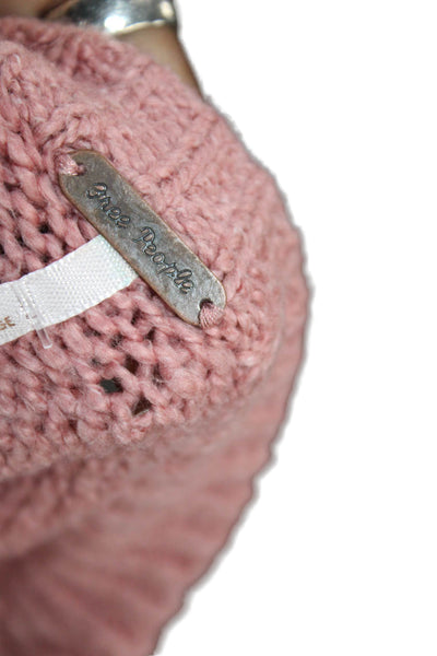 Free People Womens Pullover V-Neck Long Sleeve Sweater Pink Size S
