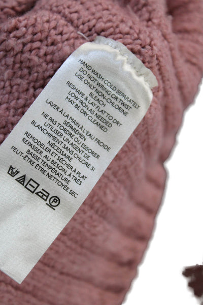 Free People Womens Pullover V-Neck Long Sleeve Sweater Pink Size S