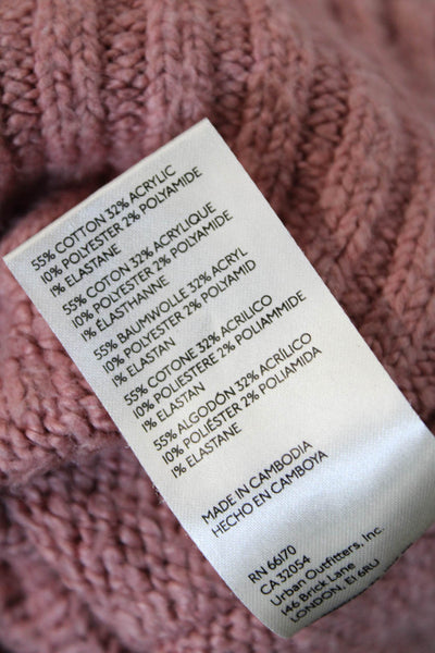 Free People Womens Pullover V-Neck Long Sleeve Sweater Pink Size S