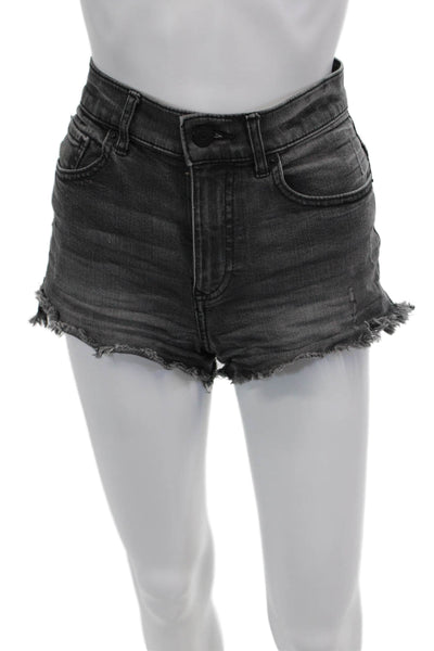 Express Unisex Dark Gray 90s Button Solid Cotton Blend Shorts Size 2