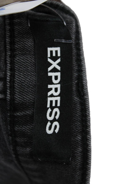 Express Unisex Dark Gray 90s Button Solid Cotton Blend Shorts Size 2