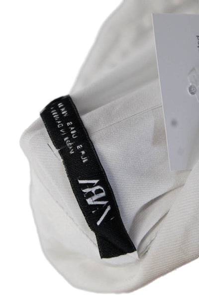 Zara Women Basic White Collared Long Sleeve Button-Up Top Size S