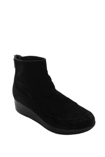 Robert Clergerie Womens Leather Zippered Wedge Ankle Boots Black Size 7.5