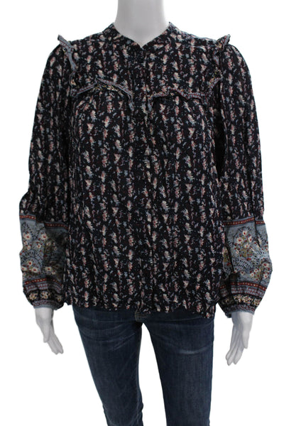 Joie Women Bohemian Floral Cotton Long Sleeve Button Blouse Size M