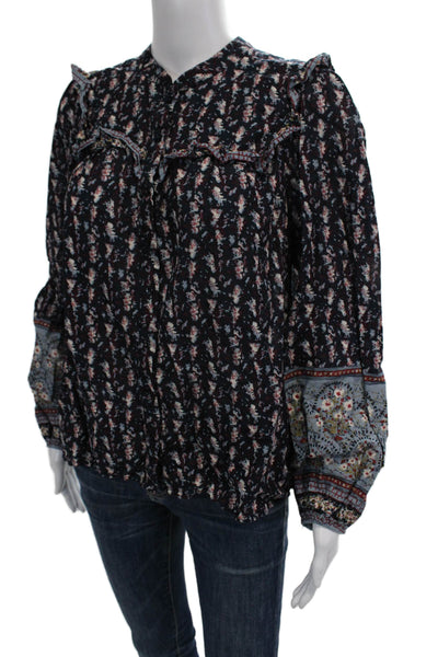 Joie Women Bohemian Floral Cotton Long Sleeve Button Blouse Size M