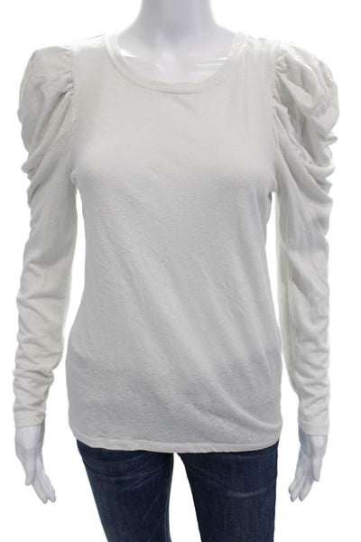 Z Supply Womens Basic Jersey T-Shirt White Long Sleeve Crew Neck Size S