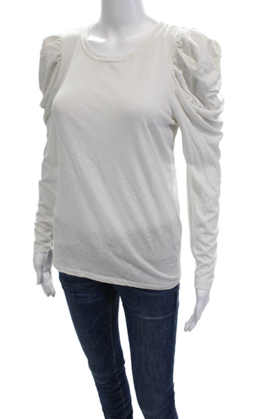 Z Supply Womens Basic Jersey T-Shirt White Long Sleeve Crew Neck Size S