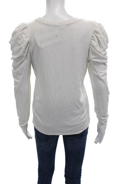 Z Supply Womens Basic Jersey T-Shirt White Long Sleeve Crew Neck Size S