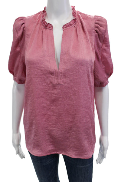 Current Air Women Bohemian Pink Short Sleeve Blouse 100% Polyester Size S