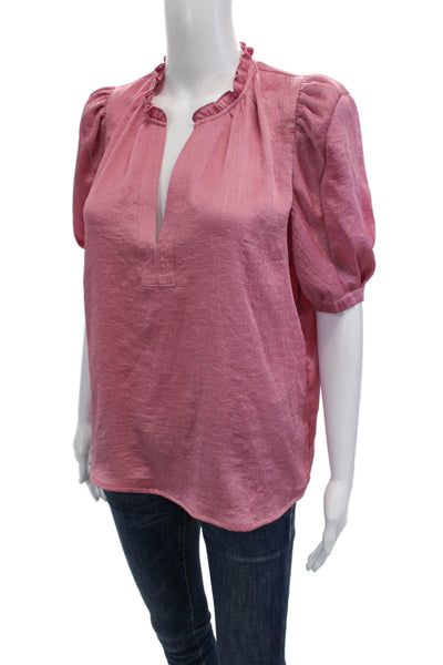 Current Air Women Bohemian Pink Short Sleeve Blouse 100% Polyester Size S