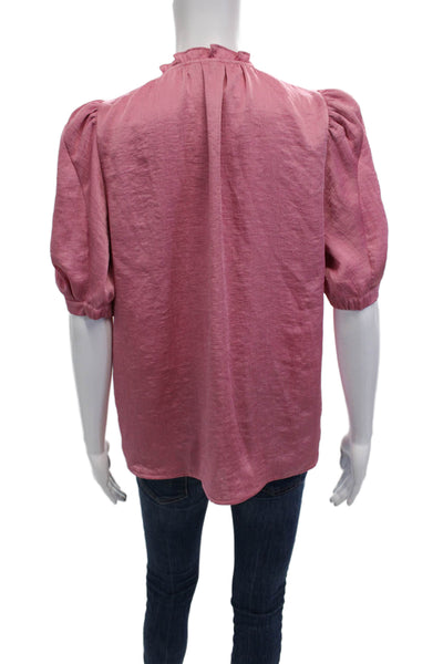 Current Air Women Bohemian Pink Short Sleeve Blouse 100% Polyester Size S