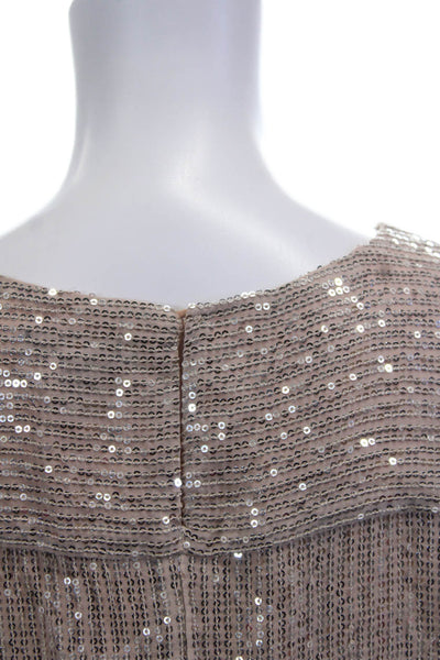 J Crew Womens Sleeveless Beige Viscose Blouse Round Neck Zip Classic Size M
