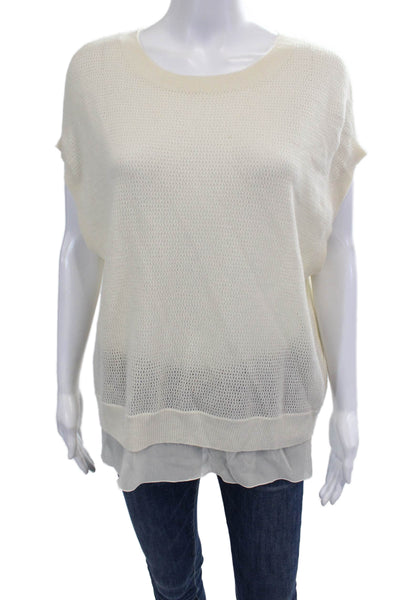 Vince Women Beige Crew Neck Wool-Cashmere Basic Sweater Size S