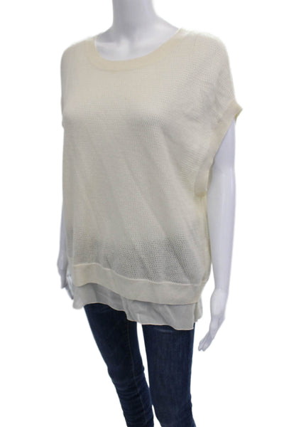 Vince Women Beige Crew Neck Wool-Cashmere Basic Sweater Size S