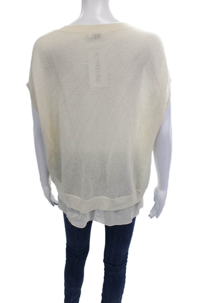 Vince Women Beige Crew Neck Wool-Cashmere Basic Sweater Size S