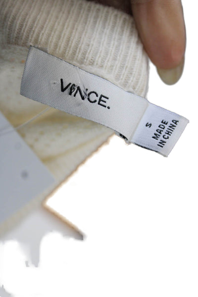 Vince Women Beige Crew Neck Wool-Cashmere Basic Sweater Size S