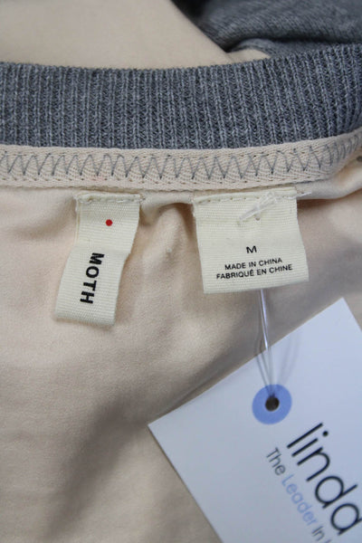 Moth Unisex Pullover Crew Neck Gray Size M