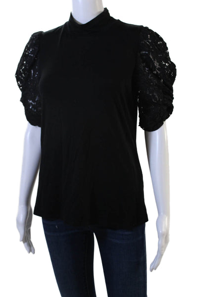 Generation Love Women Black Mock Neck Short Sleeve Blouse Gothic Size S