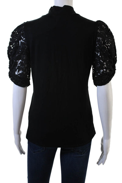 Generation Love Women Black Mock Neck Short Sleeve Blouse Gothic Size S
