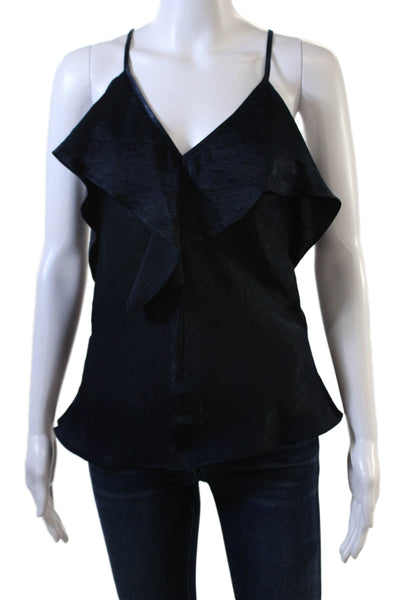 Misa Women Boho V-Neck Camisole Dark Blue Viscose Buckle Size XS