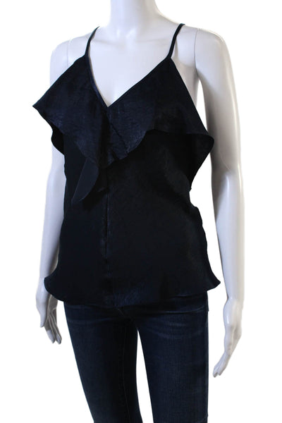 Misa Women Boho V-Neck Camisole Dark Blue Viscose Buckle Size XS