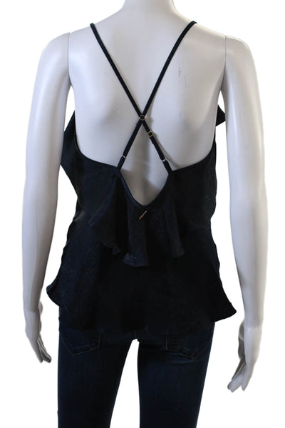 Misa Women Boho V-Neck Camisole Dark Blue Viscose Buckle Size XS